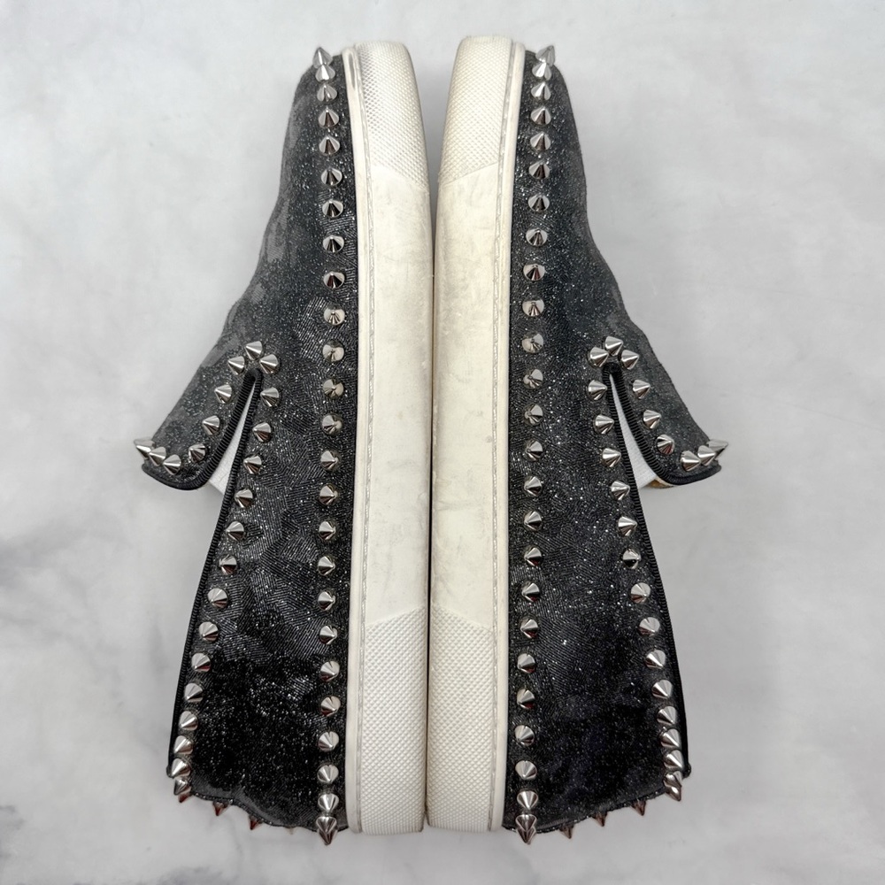 Christian Louboutin Pik Boat Studded Camo Leather Slip On Flat Sneaker Shoes 38 - Picture 7 of 14
